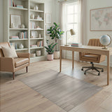 Beige and Neutral Beige Grey Striped Geometric Area Rug