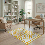 Golden Labyrinth Maze Area Rug
