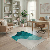 Blue and Teal Ocean Wave Area Rug