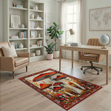 Vibrant Red Mushroom Forest Area Rug