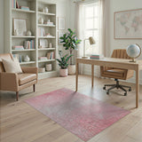 ODIKA Pink Shimmer Washable Area Rug, Non-Slip Low Pile Modern Glam Carpet