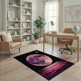 Pixel Pink Moon Cosmic Horizon Area Rug