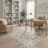 Blue Leaf Vine Washable Area Rug
