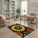 Vibrant Sunflower Area Rug in Yellow Orange
