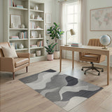 Abstract Grey Wave Peaks Area Rug