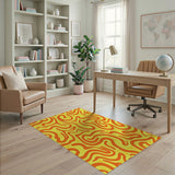 Bold Orange Wavy Abstract Area Rug