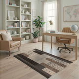 Geometric Neutral Area Rug with Abstract Dots