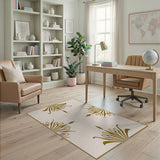 Ornate Gold Floral Beige Area Rug