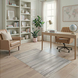Modern Beige Grey Horizontal Striped Area Rug