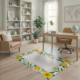 Vibrant Lemon Orange Sunflower Fruit Pattern Rug