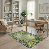 Yellow Floral Vine Frame Rug
