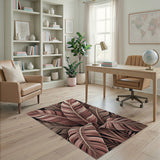 Pink Monstera Leaves Area Rug