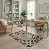 Mushroom Fairy Ring Rug with Paw Prints