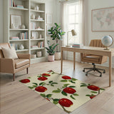 Red Red Apple Orchard Fruit Pattern Area Rug