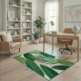 Green Lush Green Palm Frond Area Rug
