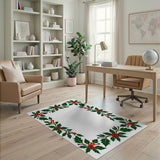 Multi-color and Patterns Festive Holly Berry Border Area Rug
