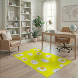 Cute Cartoon Fried Eggs Yellow Area Rug