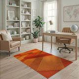 Bold Orange Geometric Block Area Rug