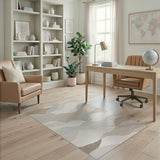 Abstract Area Beige and Neutral Abstract Wavy Beige Neutral Area Rug