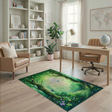 ODIKA Enchanted Forest Washable Area Rug - Non-Slip Low Pile Nature Carpet for Kids & Pets
