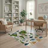 Dinosaur World Map Kids Area Rug