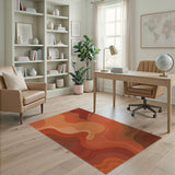 Layered Orange Contour Abstract Area Rug