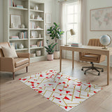 Red Gold Geometric Abstract Area Rug