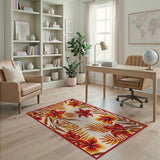 Vibrant Hibiscus Floral Coastal Area Rug