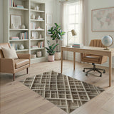 Beige 3D Geometric Lattice Area Rug