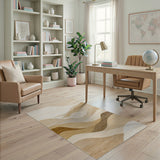 Beige Abstract Wave Hills Rug