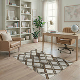Woven Lattice Brown Tan Area Rug
