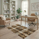 Brown Tan Woven Basketweave Area Rug