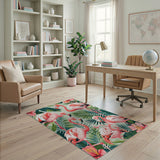 Multi-color and Patterns Vibrant Pink Flamingo Coastal Area Rug