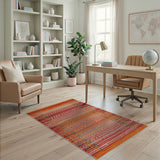 Vibrant Red Orange Heritage Tribal Area Rug