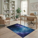 Cosmic Nebula Starry Blue Abstract Area Rug