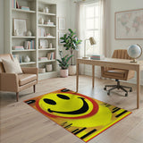 Bold Yellow Smiley Face Area Rug