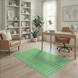Crisp Green Gingham Checkered Area Rug