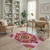 Multi-color and Patterns Vibrant Pink Mandala Floral Area Rug