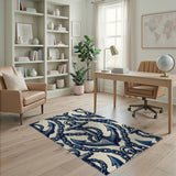 Nautical Anchor Chain Blue Area Rug