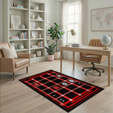 Red Backgammon Board Area Rug