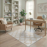 Beige Trellis Lattice Geometric Area Rug