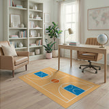 Orange Basketball Court Outline Area Rug