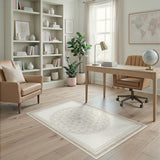 Beige Sacred Geometry Circular Area Rug