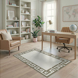 Beige Greek Key Border Area Rug