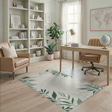 Soft Green Leaf Botanical Area Rug