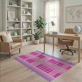 Vibrant Pink Checkered Geometric Rug