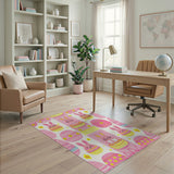 Kids Cartoon Cute Pink Bunny Easter Egg Kids Area Rug