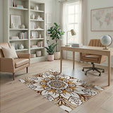 Elegant Beige Mandala Floral Area Rug