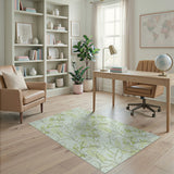 Delicate Mint Green Leaf Pattern Area Rug