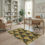Teal Art Deco Fan Geometric Area Rug